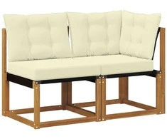 Lauko vidurinė ir kampinė sofa su pagalve 2 Vienetas Natūrali