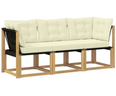 Lauko vidurinė ir kampinė sofa su pagalve 3 Vienetas Balta