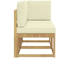 Lauko vidurinė ir kampinė sofa su pagalve 2 Vienetas Balta