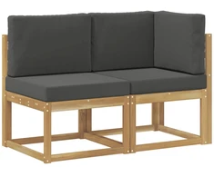 Lauko vidurinė ir kampinė sofa su pagalve 2 Vienetas Balta