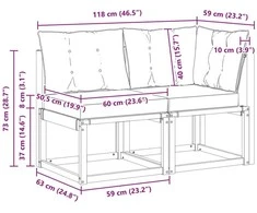 2 vnt. Lauko vidurinė ir kampinė sofa Natūrali