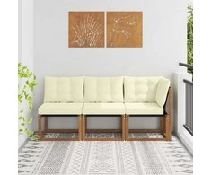 Lauko vidurinė ir kampinė sofa su pagalve 3 Vienetas Natūrali