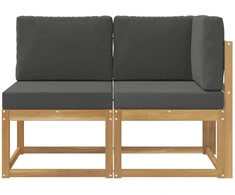 Lauko vidurinė ir kampinė sofa su pagalve 2 Vienetas Balta