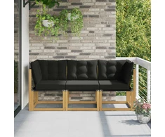 Lauko vidurinė ir kampinė sofa su pagalve 3 Vienetas Balta