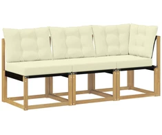 Lauko vidurinė ir kampinė sofa su pagalve 3 Vienetas Balta