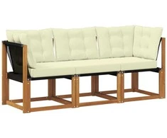 Lauko vidurinė ir kampinė sofa su pagalve 3 Vienetas Natūrali