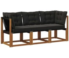 Lauko vidurinė ir kampinė sofa su pagalve 3 Vienetas Natūrali