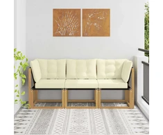 Lauko vidurinė ir kampinė sofa su pagalve 3 Vienetas Balta