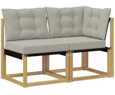 Lauko vidurinė ir kampinė sofa su pagalve 2 Vienetas Balta