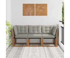 Lauko vidurinė ir kampinė sofa su pagalve 3 Vienetas Natūrali