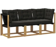 Lauko vidurinė ir kampinė sofa su pagalve 3 Vienetas Balta