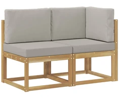 Lauko vidurinė ir kampinė sofa su pagalve 2 Vienetas Balta