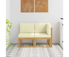 Lauko vidurinė ir kampinė sofa su pagalve 2 Vienetas Balta