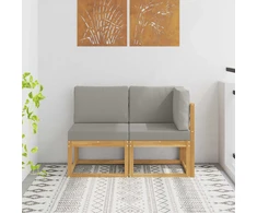 Lauko vidurinė ir kampinė sofa su pagalve 2 Vienetas Balta