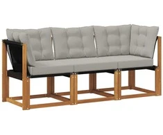 Lauko vidurinė ir kampinė sofa su pagalve 3 Vienetas Natūrali
