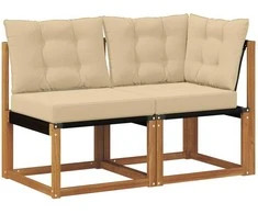 Lauko vidurinė ir kampinė sofa su pagalve 2 Vienetas Natūrali