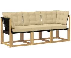 Lauko vidurinė ir kampinė sofa su pagalve 3 Vienetas Balta