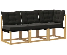 Lauko vidurinė ir kampinė sofa su pagalve 3 Vienetas Balta
