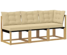 Lauko vidurinė ir kampinė sofa su pagalve 3 Vienetas Balta