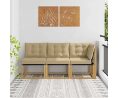 Lauko vidurinė ir kampinė sofa su pagalve 3 Vienetas Balta