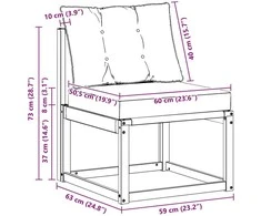 Lauko vidurinė sofa Kietas akacijos medis ir tekstilenas