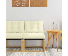 Lauko Vidurinis Sofa Kietas akacijos medis ir tekstilenas Balta