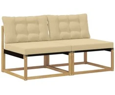 Lauko Vidurinis Sofa Kietasis akacijos medis ir Textilene Balta