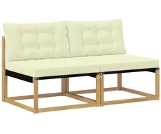 Lauko Vidurinis Sofa Kietasis akacijos medis ir Textilene Balta