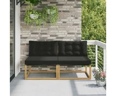 Lauko Vidurinis Sofa Kietasis akacijos medis ir Textilene Balta