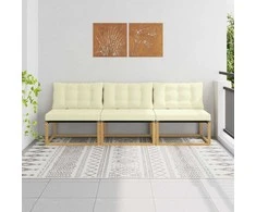 Lauko Vidurinis Sofa Kietasis akacijos medis ir Textilene Balta