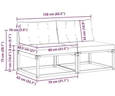 Lauko Vidurinis Sofa Kietos akacijos mediena Balta