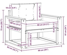 Lauko Vidurinis Sofa Poliesteris Balta