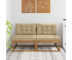 Lauko Vidurinis Sofa su pagalve 2 Vienetas Natūrali
