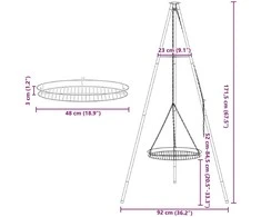 Laužavietės trikojis 2 pcs Juoda Plienas