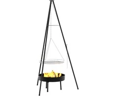 Laužavietės trikojis 3 pcs Juoda Plienas