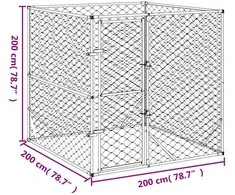Lauko voljeras šunims, sidabrinis, 2x2x2m, plienas