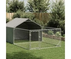 Lauko voljeras šunims su aptvaru, 5x2x1,5m, plienas