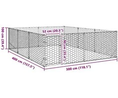 Lauko šunų voljeras su durelėmis, 3x4x1 m, cinkuotas plienas
