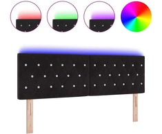 LED galvūgalis su LED juostelėmis Juodas 160 cm Aksomas