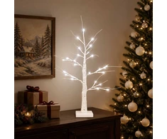 LED beržinė kalėdinė eglutė 2 vnt. Balta 10 x 10 x 58 cm
