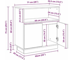 LED Bufetas Pilkas Sonoma 71 x 34,5 x 75 cm Apdirbta mediena