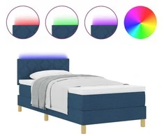 LED Čiužinio Lova su pagalve Mėlyna 90 x 190 cm audinys