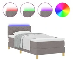 LED Čiužinio Lova su galvūgalio Taupe 90 x 200 cm audinys