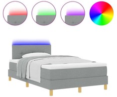 LED Čiužinio Lova Šviesiai pilka 120 x 200 cm audinys