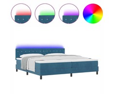 LED Čiužinio Lova Tamsiai mėlyna 200 x 200 cm Aksomas