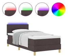 LED Čiužinio Lova Tamsiai rudas 100 x 200 cm audinys