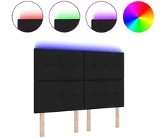 LED galvūgalis su LED juostelėmis Juodas 160 cm audinys