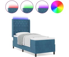 Kiemas lova su čiužiniu su LED Mėlyna 80 x 200 cm Aksomas