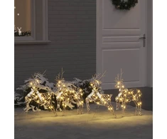 LED elniai 4 vnt. 80 LED Auksinė 44 x 18 x 65,5 cm PET