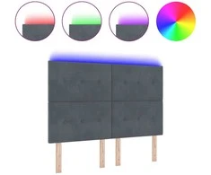 LED galvūgalis su LED juostelėmis Pilka 160 cm Aksomas
